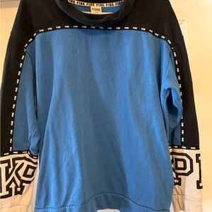 PINK Victoria's Secret Blue and Black Sweatshirt